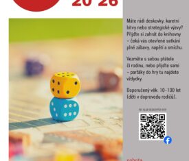 Přijďte si zahrát do knihovny – čeká vás otevřené setkání plné zábavy, napětí a smíchu. Vezměte s sebou přátele či rodinu, nebo přijďte sami – parťáky do hry tu najdete vždycky. Doporučený věk: 10–100 let (děti v doprovodu rodičů). Vstup zdarma. / sál&nbsp;